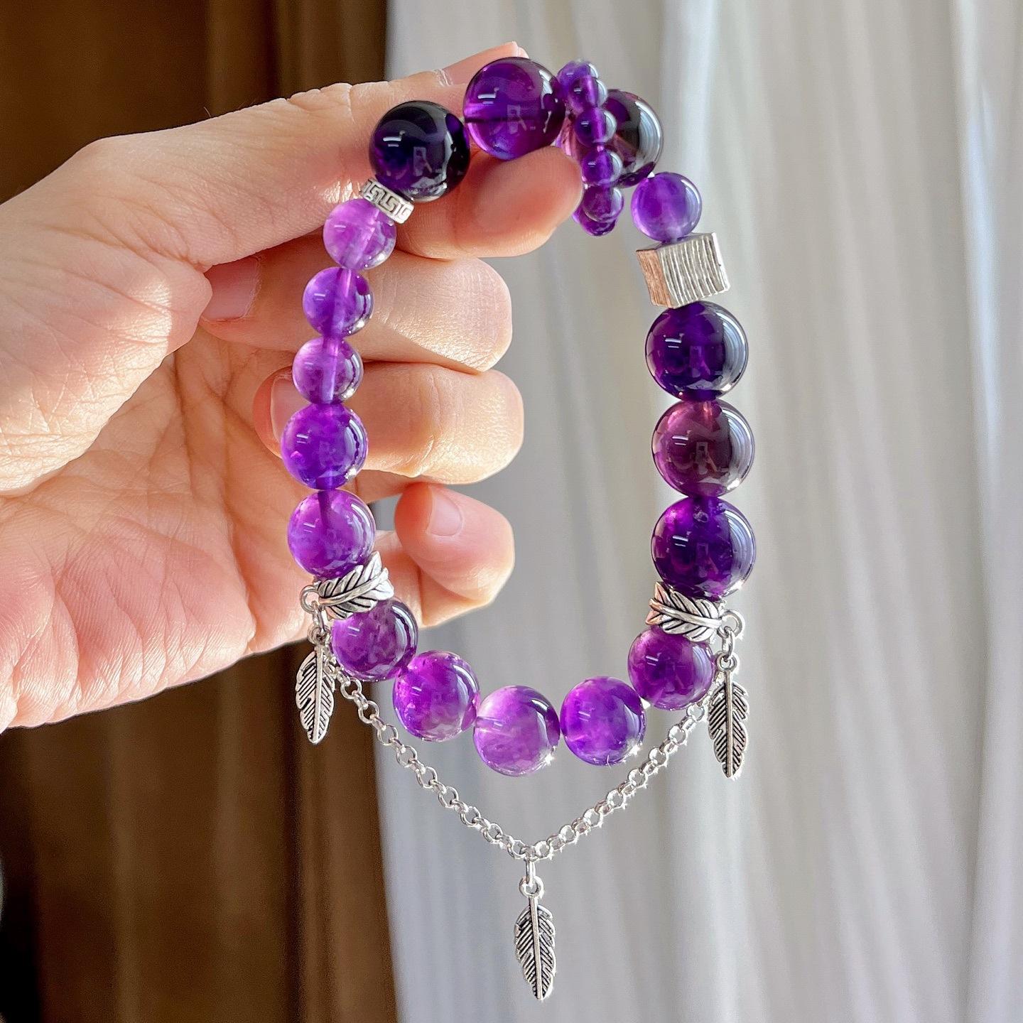 High Quality Natural Amethyst Design Tassel Retro Bracelet Bracelet
