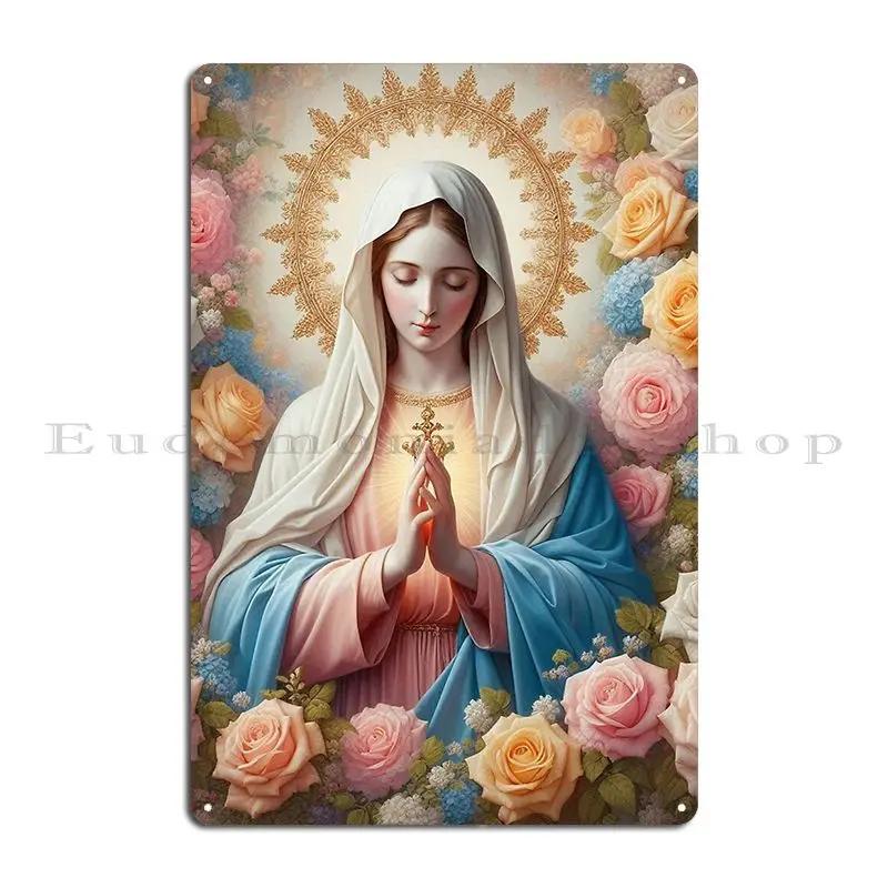 Graceful And Serene Virgin Mary Metal Plaque Poster Club Vintage Designer Club Pub Tin Sign Poster