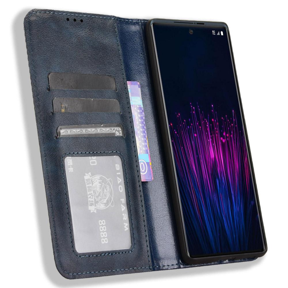 

For HTC U24 Pro 5G Case Retro PU Leather Wallet Phone Cover Stand Black