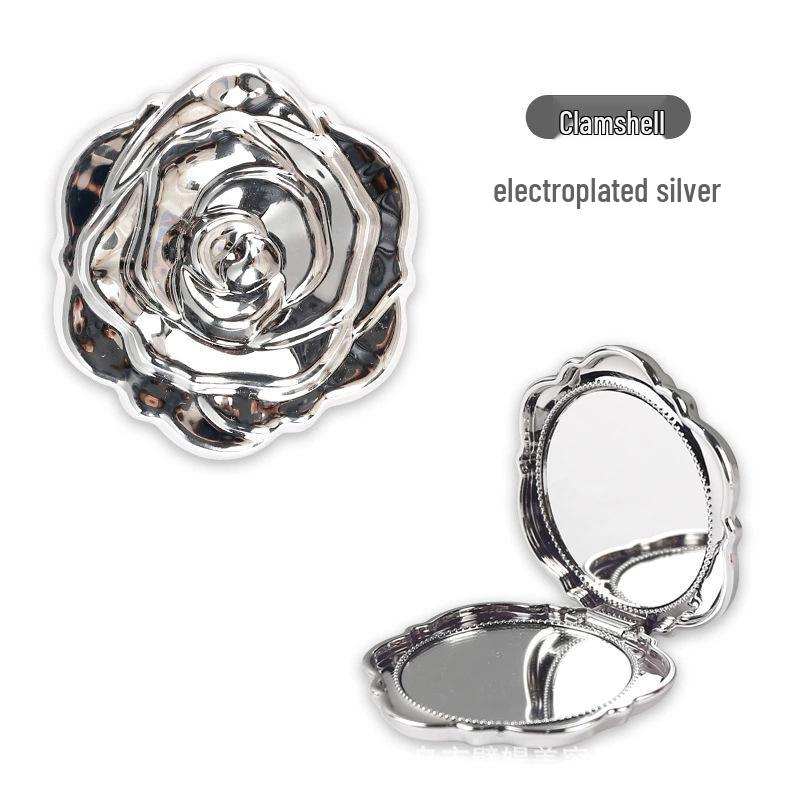 Portable Rose Flip-Top Double-Sided Compact Mirror - Small Gift for Girls