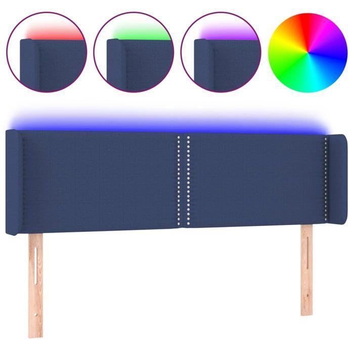 VidaXL Tête de Lit à LED Meuble de Chambre à Coucher Accessoire de Lit Double Tête de Cadre de Lit Intérieur Bleu 3123100