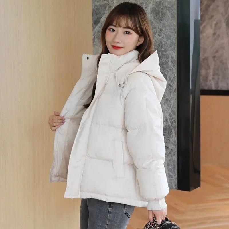 2023 New Winter Women Parka Down Cotton Jackets Casual Thick Warm Hooded Coat Zippers Loose Female Outwear Jacket Parkas