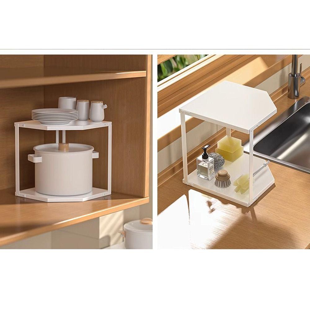 2/3 Tier Corner Pot Storage Rack Space Saving Pots and Pans Organizer  Kitchen