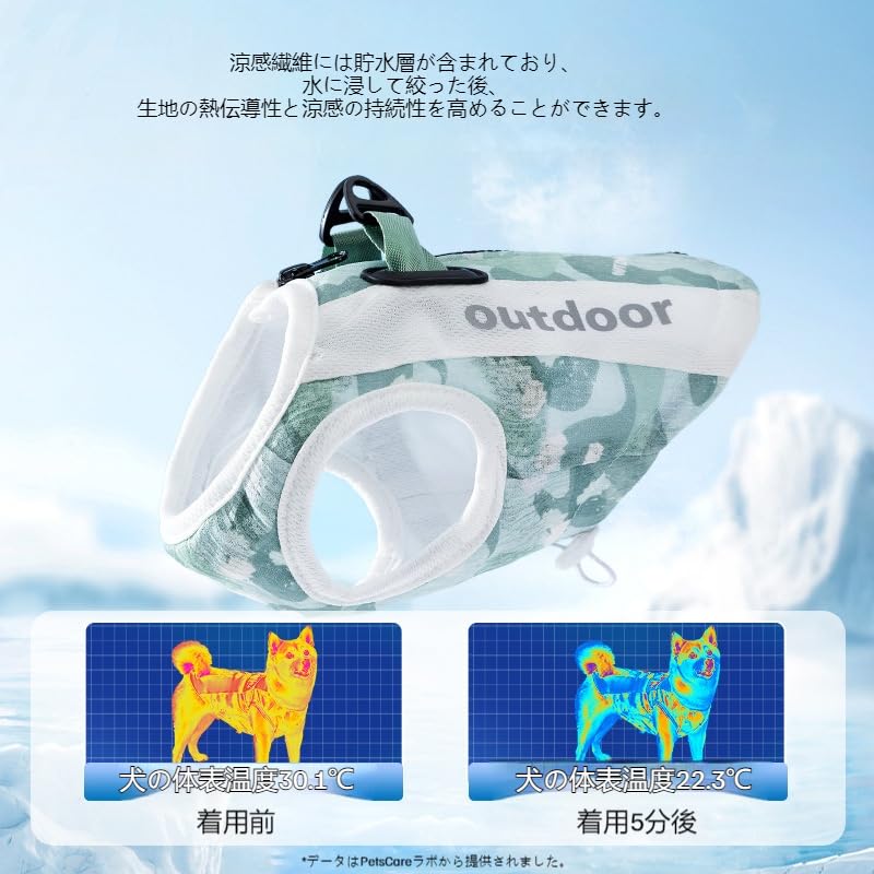 Dog Cooling Cooling with for and Large Heatstroke Sun Outings and Pet Green Clothes, Spring/Summer Vest, Water, Small, Medium, Dogs, Prevention, Thin,