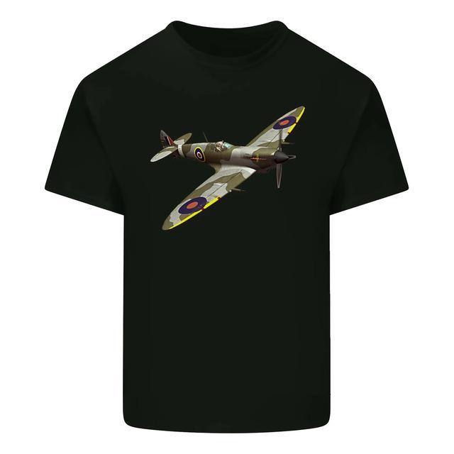 Graphic T-shirt With Spitfire Plane Camouflage Pattern S