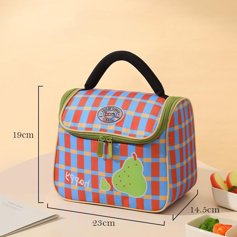 

Women Cute Plaid Lunch Bag Thermal Bag portable insulation box thick aluminum film Cooler Bag large capacity Cartoon ice pack синий