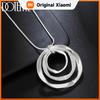 Fashion Fine Brand Silver Color Necklace For Women Luxury Wedding Jewelry Bohemia Three Circle Pendants Snake Chain Necklace