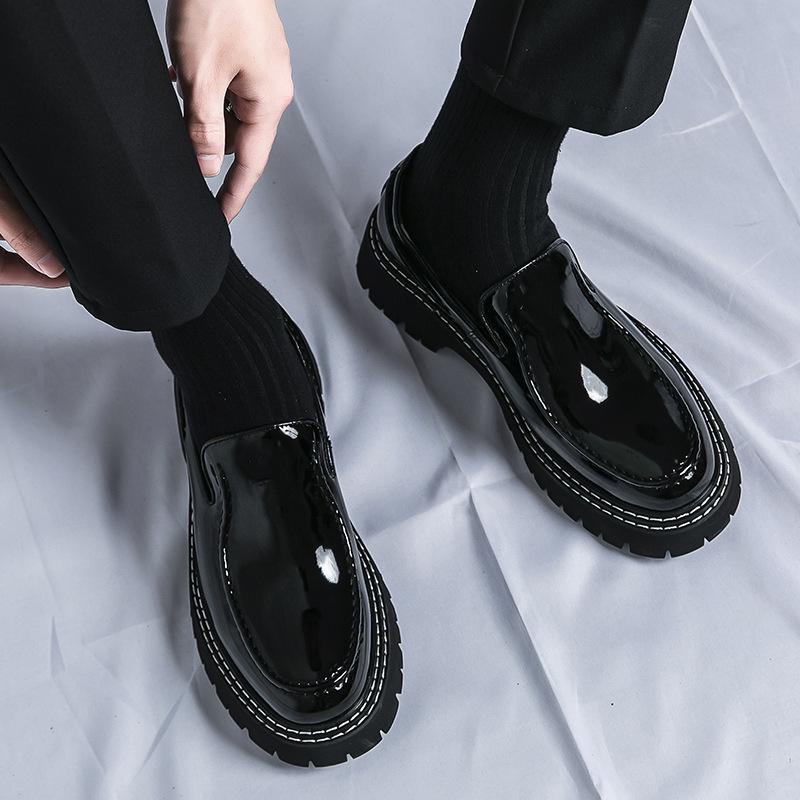 Herren Britischer Stil Formelle Leder Loafer: Schlupfschuhe, Dicke Sohle, Höhensteigernd, Lässige Business-Schuhe