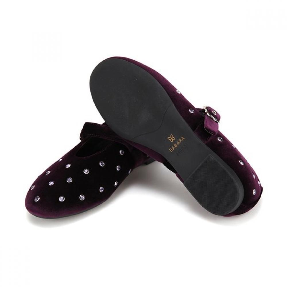 BARBARA Velvet Mary Jane Flat Bbi534pr