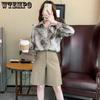 Spring and Autumn Women's Shirt Lapel Shirt Loose Vintage Tie-dyed Shirt Long-sleeved Printed Chiffon Shirt