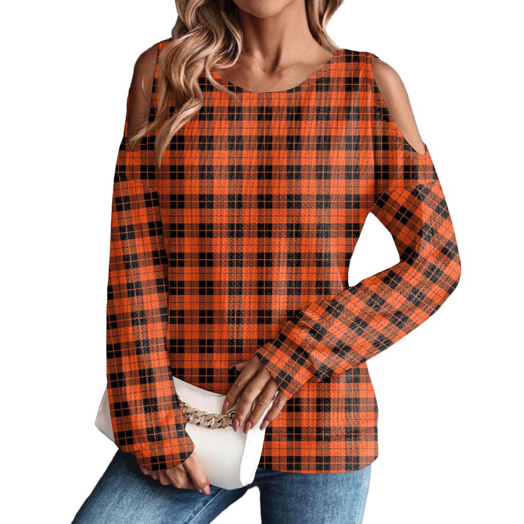 Women's Winter Oversized T-Shirt Fashionable Off-the-Shoulder Round Neck Vintage Floral Print Pullover Long-Sleeved Top