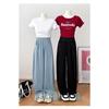 Women Vintage High Waist Slim Straight Leg Casual Pants