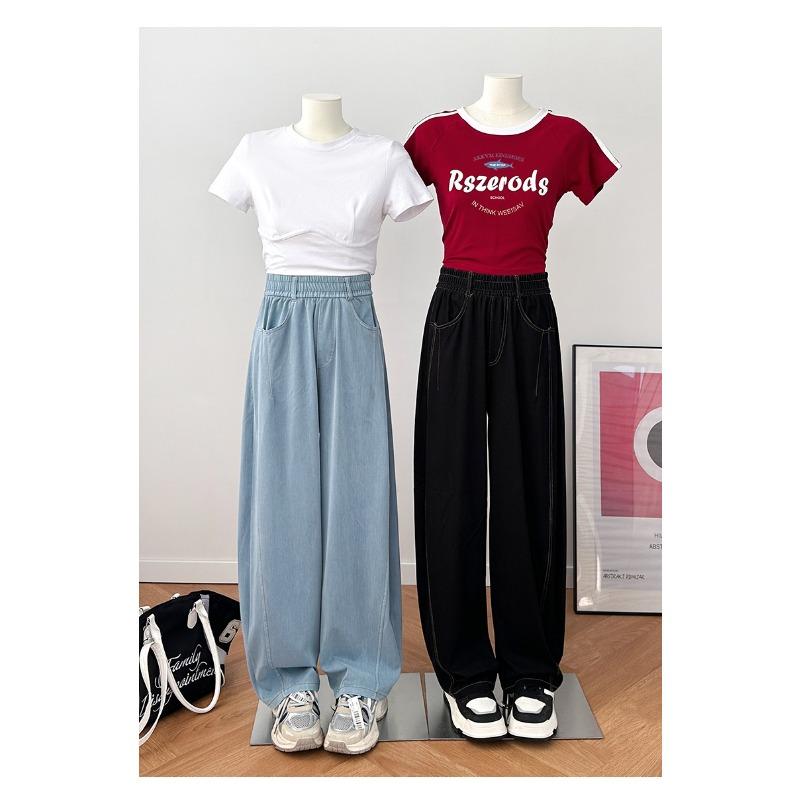 Women Vintage High Waist Slim Straight Leg Casual Pants