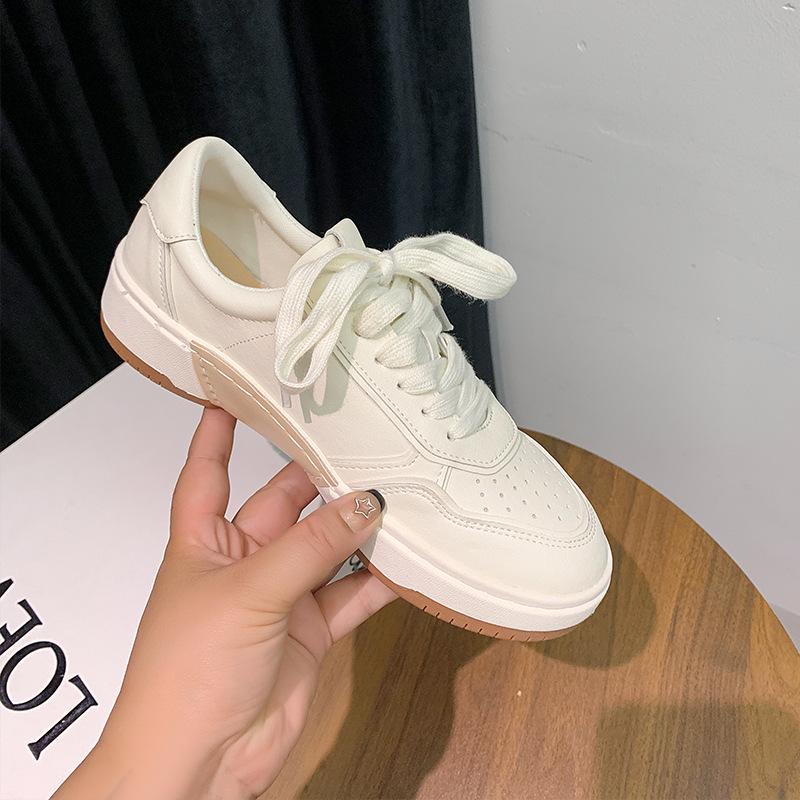 Damskie 2025 Nowe Oddychające Niemieckie Trenerki, Okrągły Nosek, Sznurowane, Gruba Podeszwa, Zwiększające Wysokość, Wszechstronne Casualowe Białe Buty Sportowe