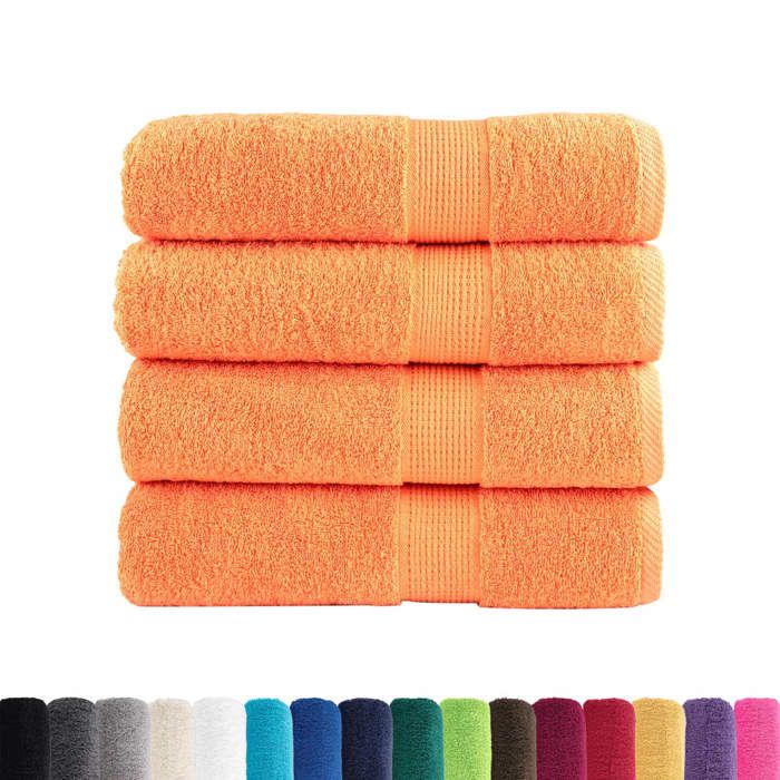 VidaXL Essuie-mains de Qualité Supérieure 4 pcs, Serviettes de Bain, Serviettes à Main, Débarbouillettes de Salle de Bain, 137378