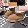 European Station Winter New Kapibara Matte Leather Thickened Snow Cotton Boots Bread Shoes Small Women's Shoes