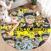 Black Clover Round Area Rug Carpet Rug For Living Room Bedroom Sofa Playroom Decor Nonslip Floor Mat