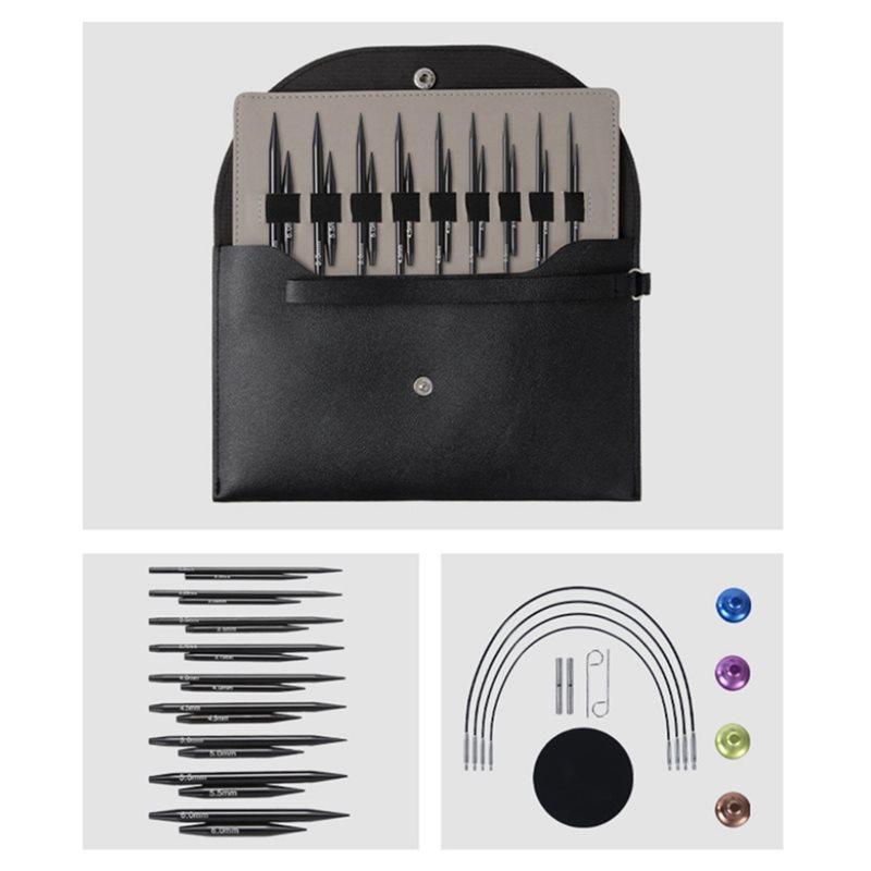 ABKS Verwisselbare Rondbreinaalden Set - 9 Paren (5+8 Cm) Met Accessoires, Ideaal Voor Reizen