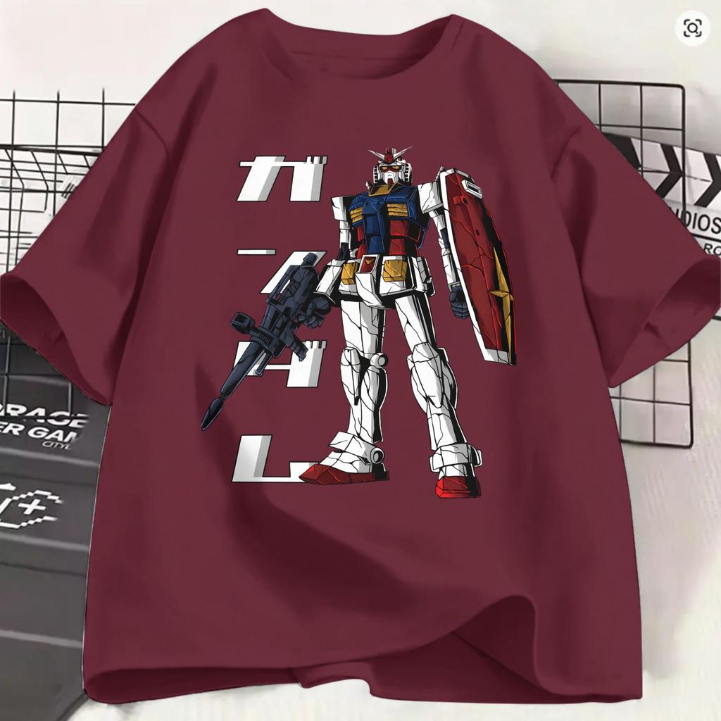 Gundam 100 Cotton T Shirt For Unisex Summer Y2k Retro Tshirts O Neck Trending Tee Shirt Oversized Cheap Tops
