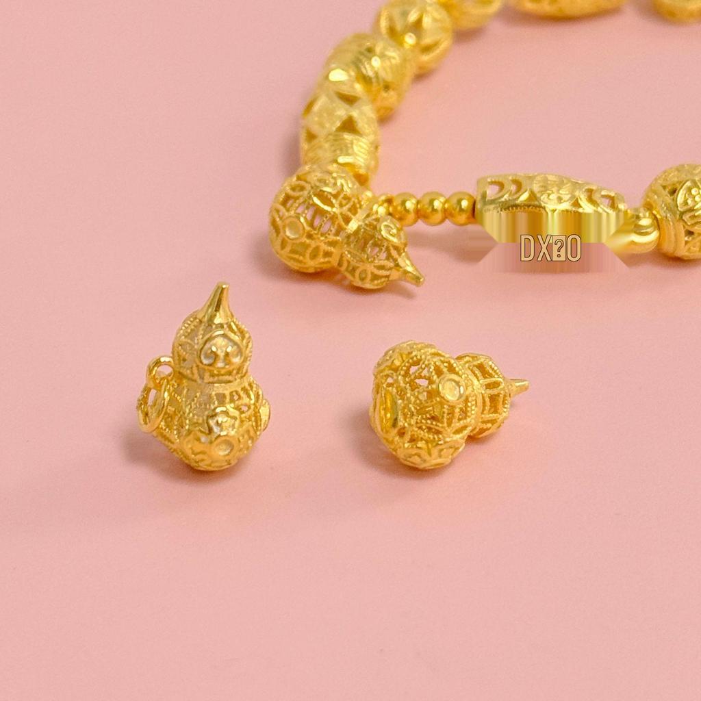 S999 Sterling Silver 3D Hollow Gourd Flower Pendant for DIY Crystal Bracelet and Necklace Beading.