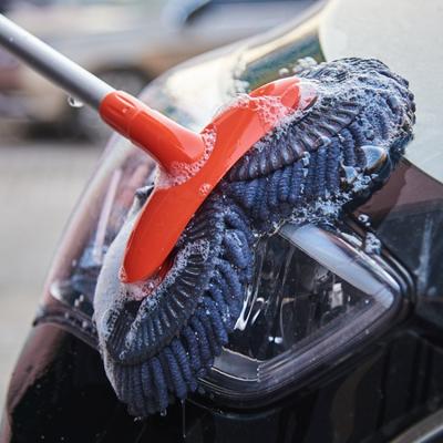 Car Washer Mop Foam Wash Chenille Brush Windshield Roof Window Cleaning Maintenance Stretching Handle Set Auto Care Accessories