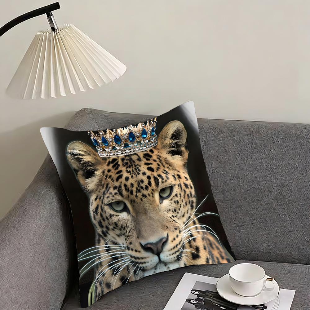Leopard Cool Cushion Cover Pillowcase Ultra Soft Skin Friendly Fabric Cloud Like Comfort  Concealed Zipper