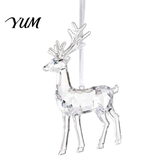 Shiny Simulated Glass Charms Faux Crystal Christmas Ornaments, Clear Acrylic Reindeer/Bell/Wreath/Wine Winter Hanging Tree Decorations Wonderland
