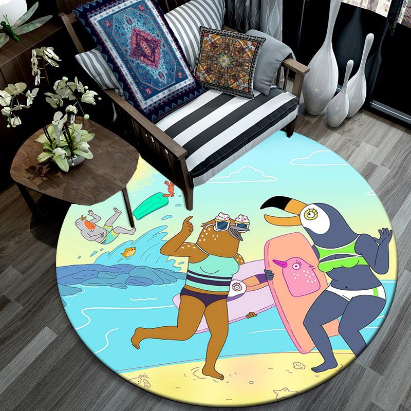 Tuca & Bertie Round Area Rug,Carpet Rug for Living Room Bedroom Sofa Playroom Decor,Non-slip Floor Mat