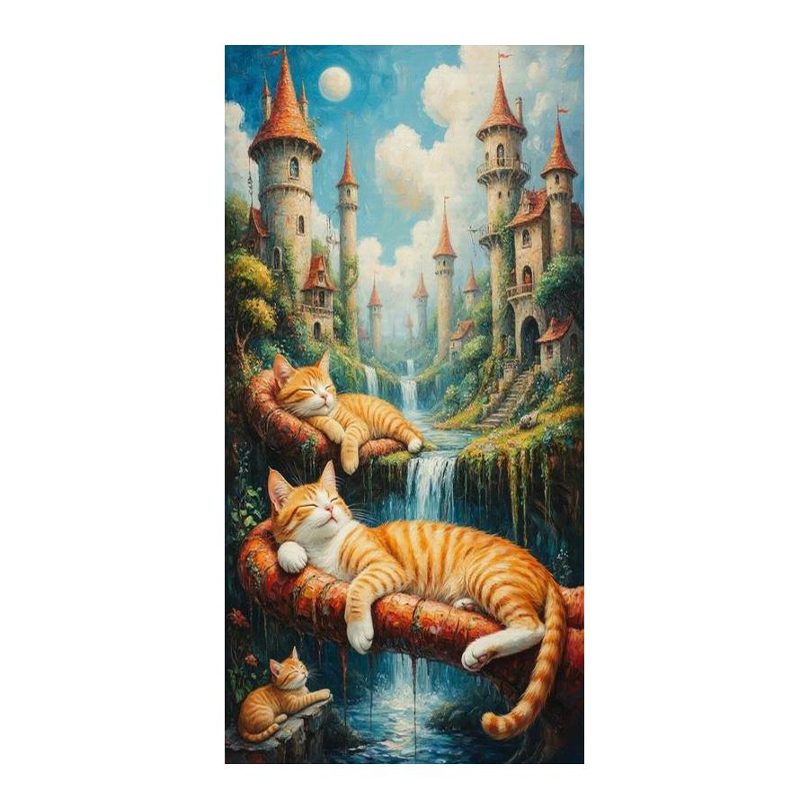 Cat Sleeping Castle Large Size Diamond Painting New Collection Animal Diy Full Square Round Drill Rhinestone Embroidery Mosaic Cross Stitch Kits