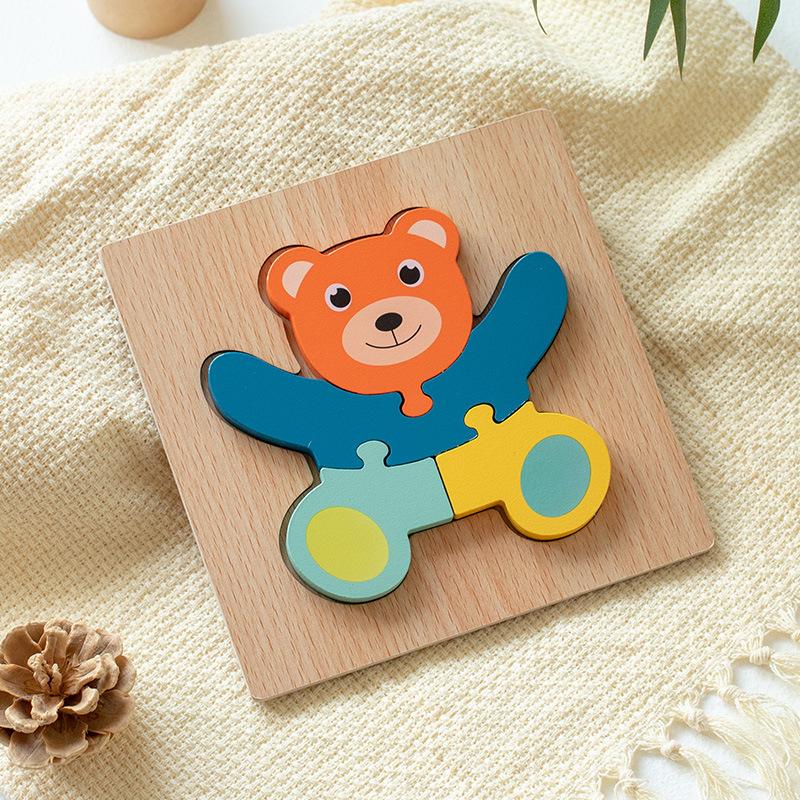 Non-Toxic Wooden Puzzle Montessori Animals Cartoon Colorful Learning Education Toys Tangram Jigzaw Cognitive Wood For Children Kids Gifts