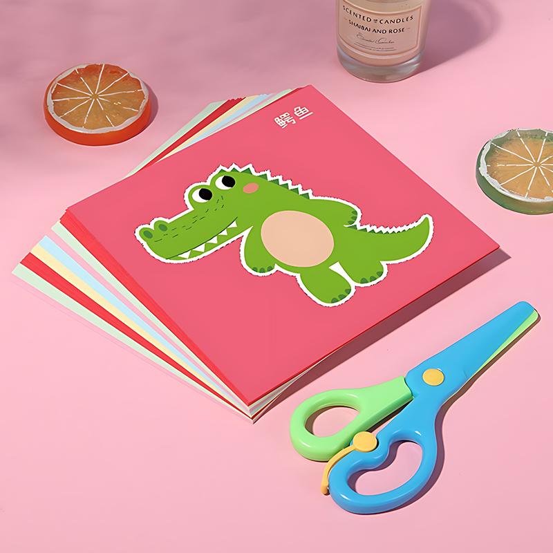 48Sheets Paper Cut Scissors Available Multicolor Lines Animals Vehicles Paper Cutting Gifts Handmade Activities Party Favors ZYF