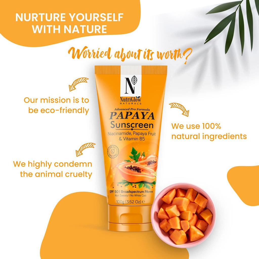 NutriGlow Natural's Advanced Pro Formula Papaya Sunscreen SPF 50 (3.5 Oz)