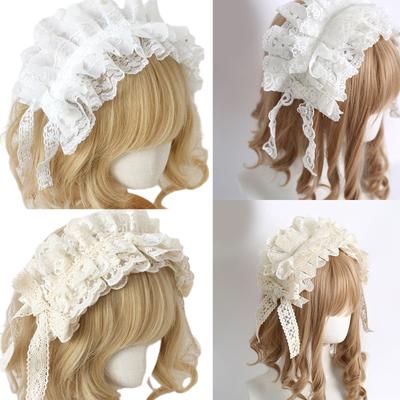 Anime Schleife Schleife Spitze Stirnband für erwachsene Frauen Maskerade Party Vintage Stirnband Cosplay Kostüm Lolita Kopfschmuck