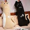 Black cat long throw pillow plush toy doll cat doll girl sleeping soothing doll