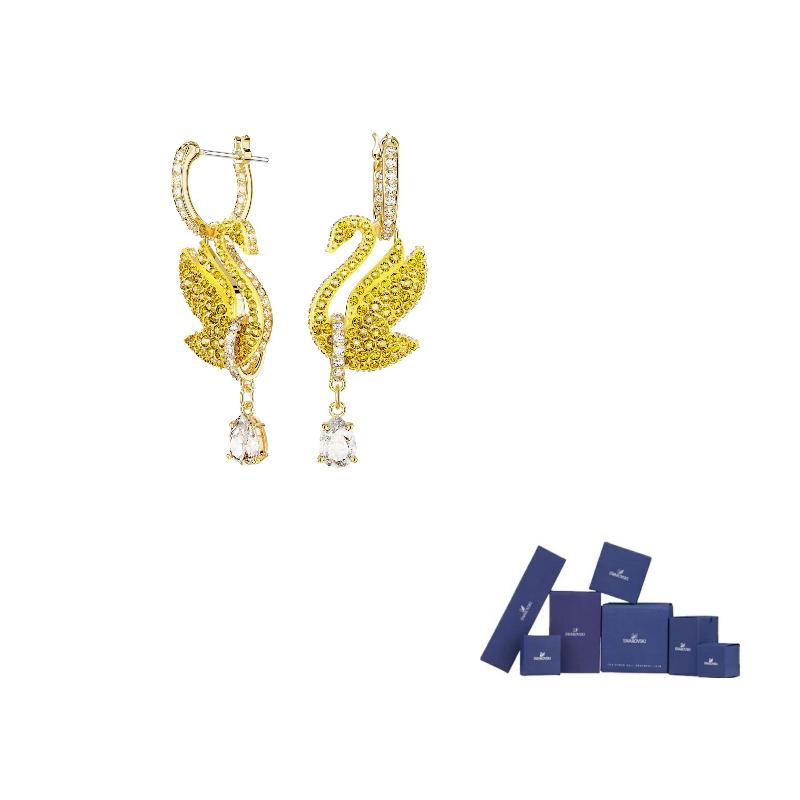 Swarovski Swan Earrings Womens F-Original brand box (color random)