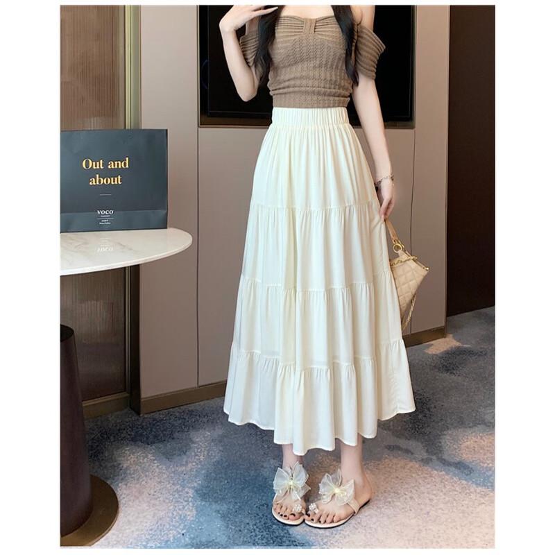 Zuose Women s Pleated High Waist Ice Silk Midi Skirt M