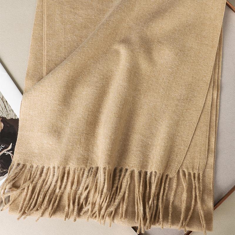 Kaffee Schal für Damen Lange Warme Kaschmirschals Winter Hijab Einfarbig Damen Stola Wickel Weiblich Pashmina Bandana Kopftücher