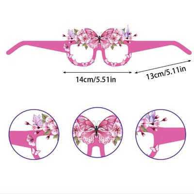 12Pcs Butterfly Paper Glasses Spring Butterfly Party Decoration Butterfly Glasses Frame Photos Props Birthday Party Gifts