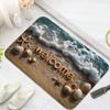 1 Piece Blue Beach Wave Design Welcome Door Mat, Ideal for Bathroom, Bedroom, Kitchen, Living Room-decorative Floor Mat, Bedroom