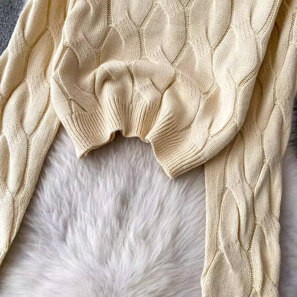 Autumn 2 Piece Set Turtleneck Sweater For Women Casual Fashion Style Chic Weave Top + High Waist Elegant Long Skirt