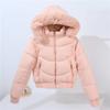 Damen Kurz Steppjacke mit abnehmbaren Ärmeln und Kunstpelzkragen Warme Dicke Baumwollgepolsterte Jacke Winter
