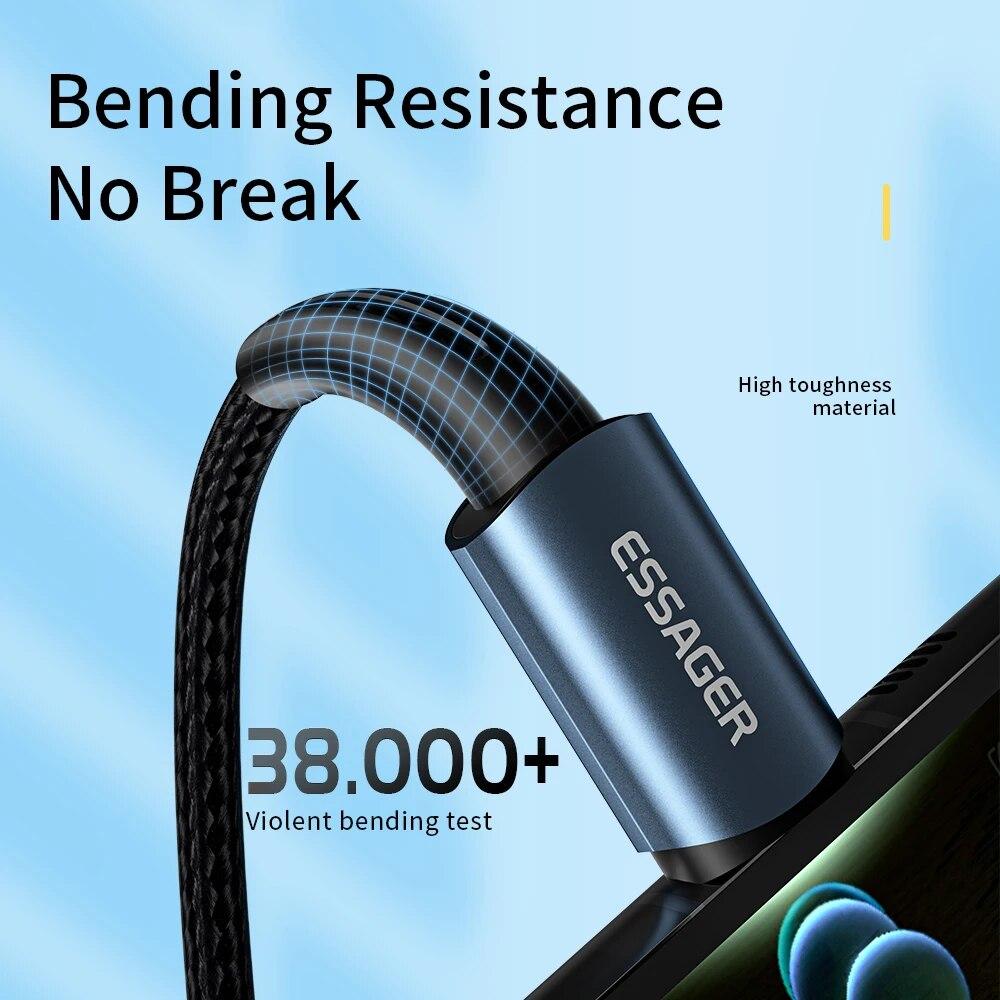 Essager Kabel USB C 100W PD QC 4.0 3.0 kabel USB typu C kabel szybkiego ładowania typu C dla MacBook Pro Samsung Xiaomi kabel ładujący