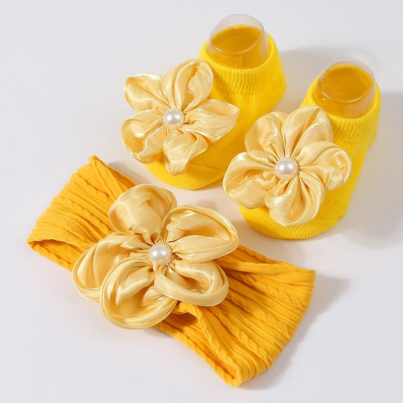 2Pcs/Set Lace Flower Baby Girl Socks Headband Set Kids Cotton Boat Socks Hair Bands Newborn Sweet Princess Hair Accessories
