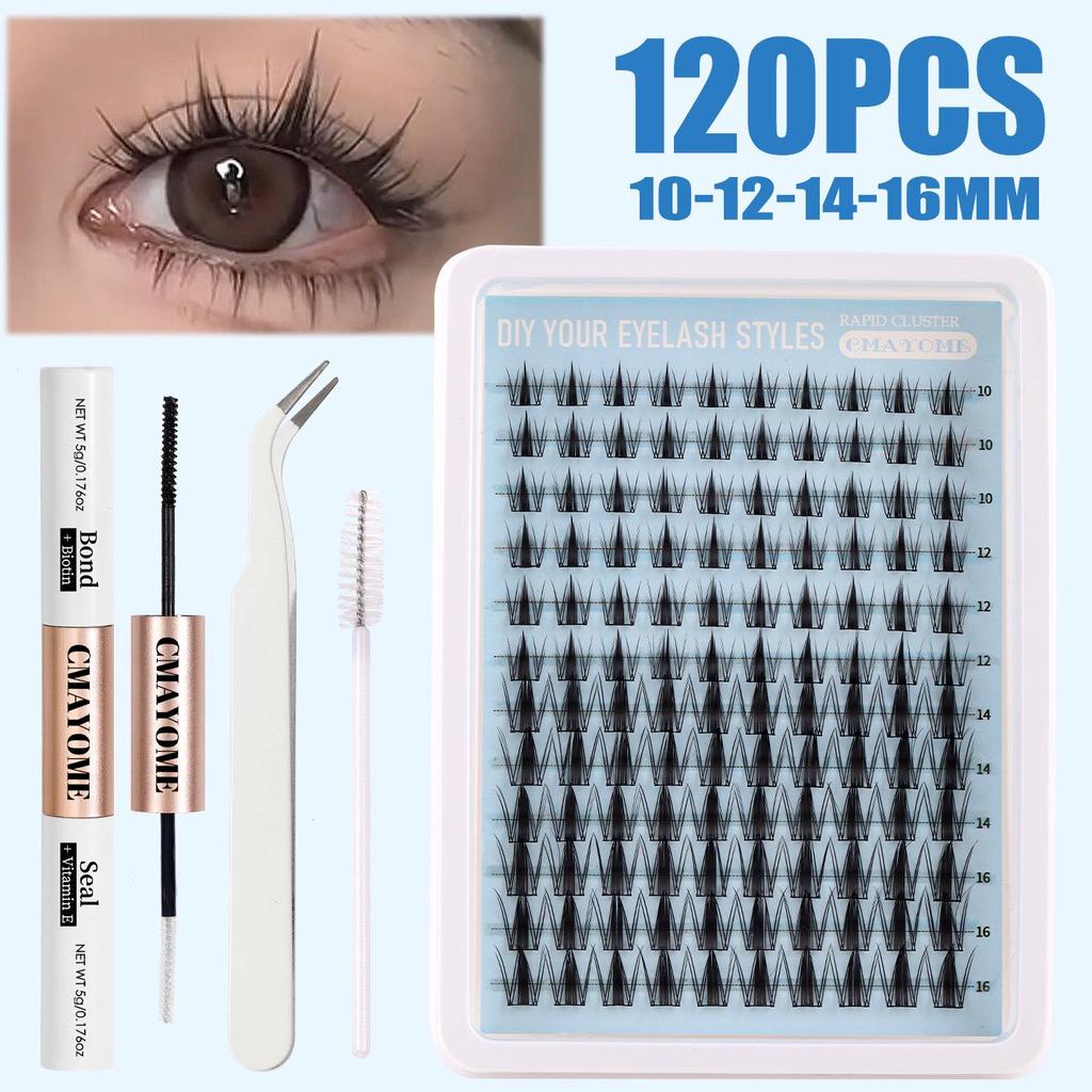 Natural C Curl Individual False Eyelashes: 120 Clusters, 10-16mm, DIY Dense Segmented Lashes