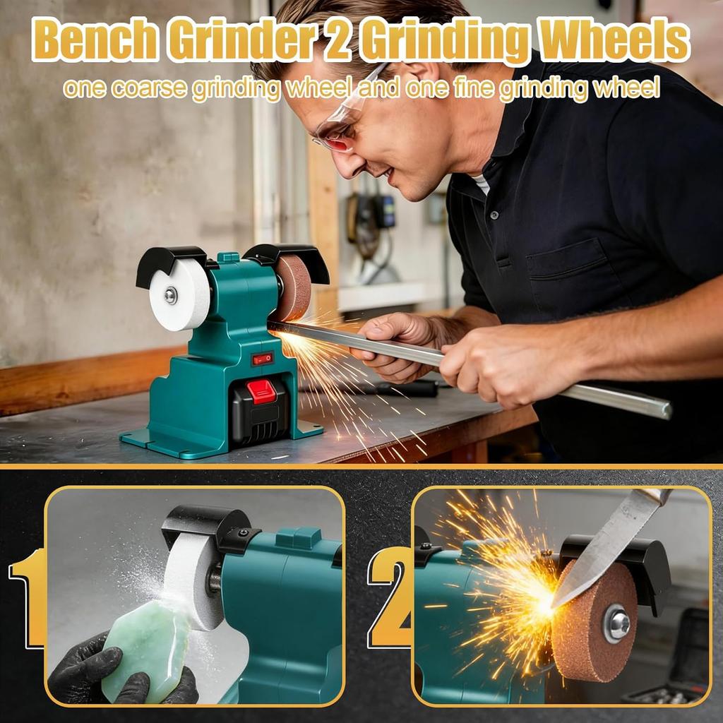Tool Parts Mini Bench Polisher Fit for Makita 18V Battery, Electric Sander for Crafts,Small Grinding Machine for DIY Metal Wood