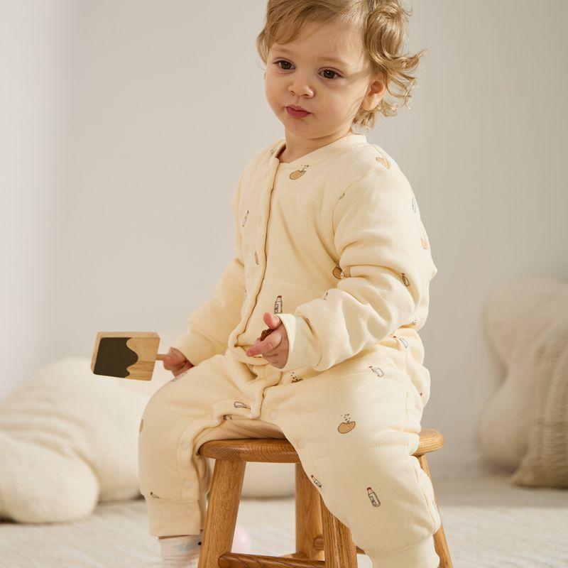Babystormi Baby Thin Padded Jumpsuit for Boys and Girls, Spring and Autumn Outdoor Romper, Class a Warm Outerwear Baby Bottle Cotton Romper 73 cm