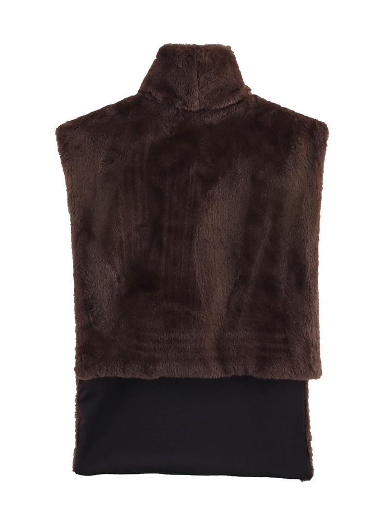 

2025 Новий Осінньо-Весняний Жіночий Однотонний Пухнастий Топ Без Рукавів з Напіввисокою Горловиною Medium коричневий