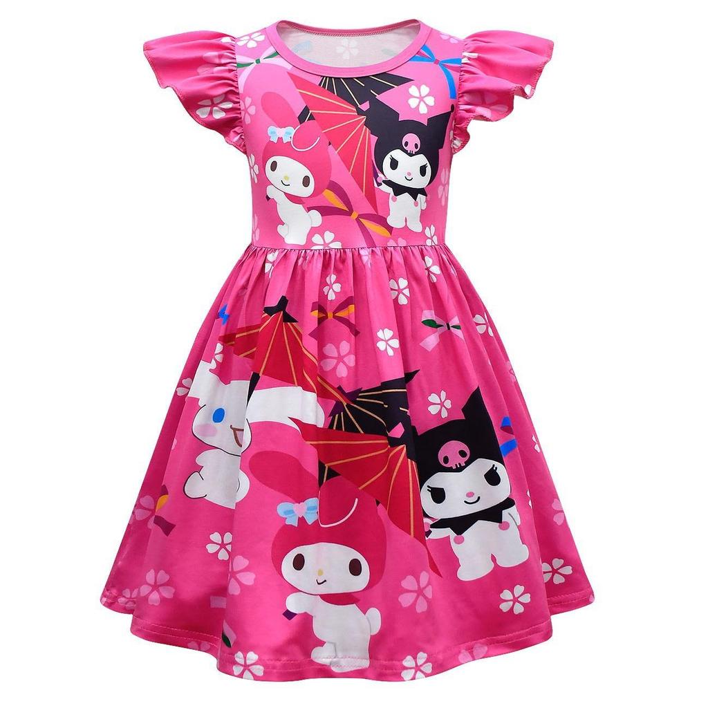 Summer Cartoon Sanrio Kuromi Kuromi Cute Princess Dress Digital 3D Printed Kids Dress Dress