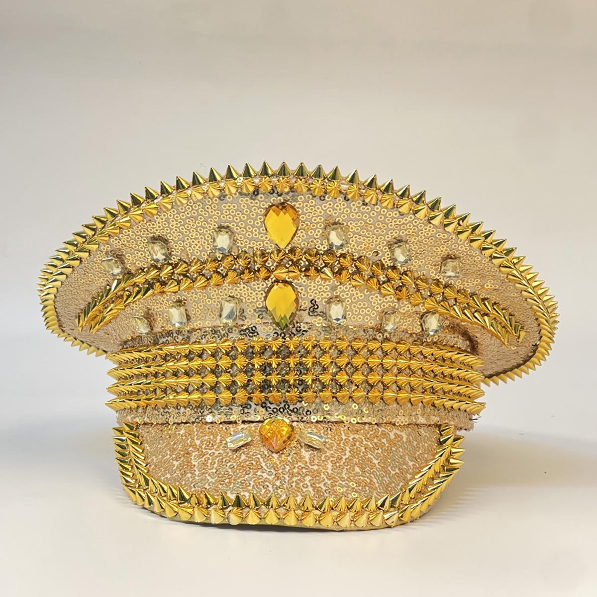 

Женская и мужская кепка в стиле стимпанк в стиле милитари, кепка капитана с шипами для леди, сержантская шляпа, шляпа для девичника, праздничная шляпа на день рождения, шляпа