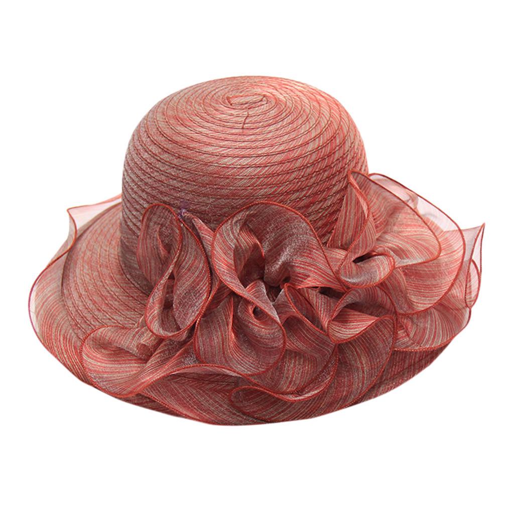 Foldable Wide Brim Sun Hat for Women Summer Organza Beach Hat Lightweight Breathable UV Protection Packable Travel Hat